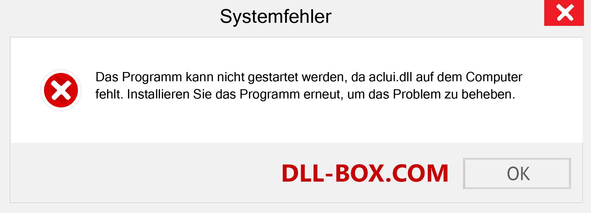 aclui.dll-Datei fehlt?. Download für Windows 7, 8, 10 - Fix aclui dll Missing Error unter Windows, Fotos, Bildern